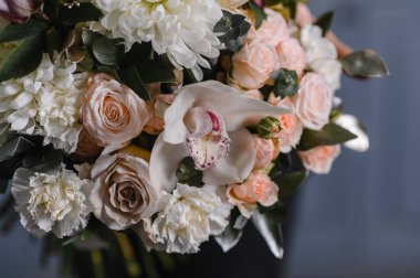 Güzel bir bahar buketi kasımpatı. Boşluğu kopyala 