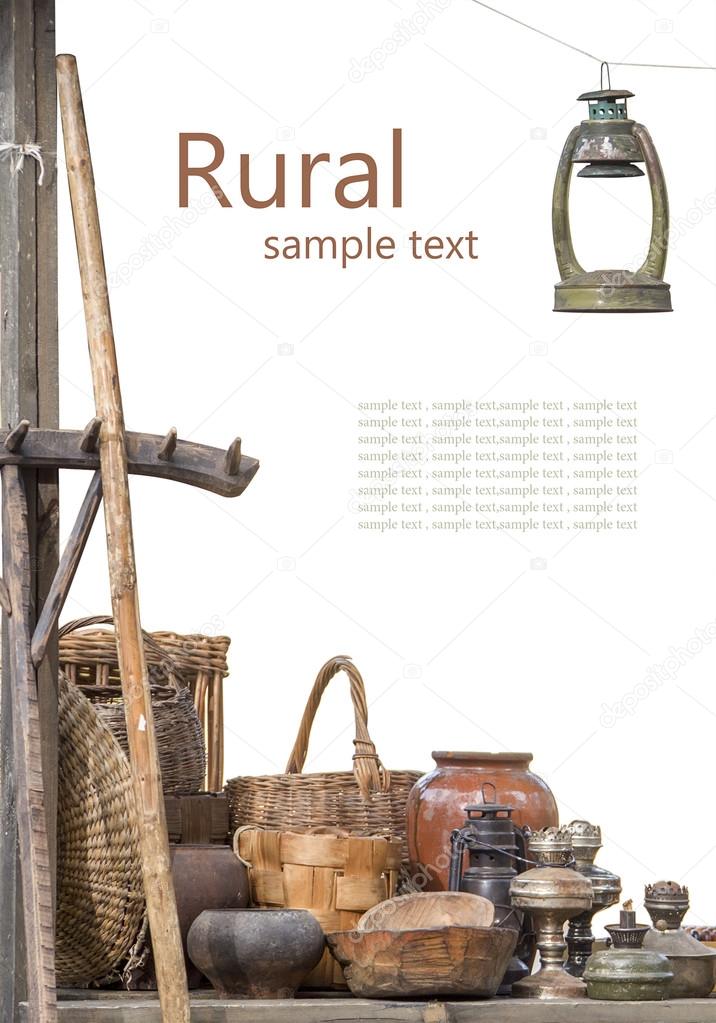 Rural composition of the older subjects isolated on a white back