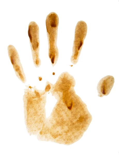 Koffie gekleurde hand print geïsoleerd — Stockfoto