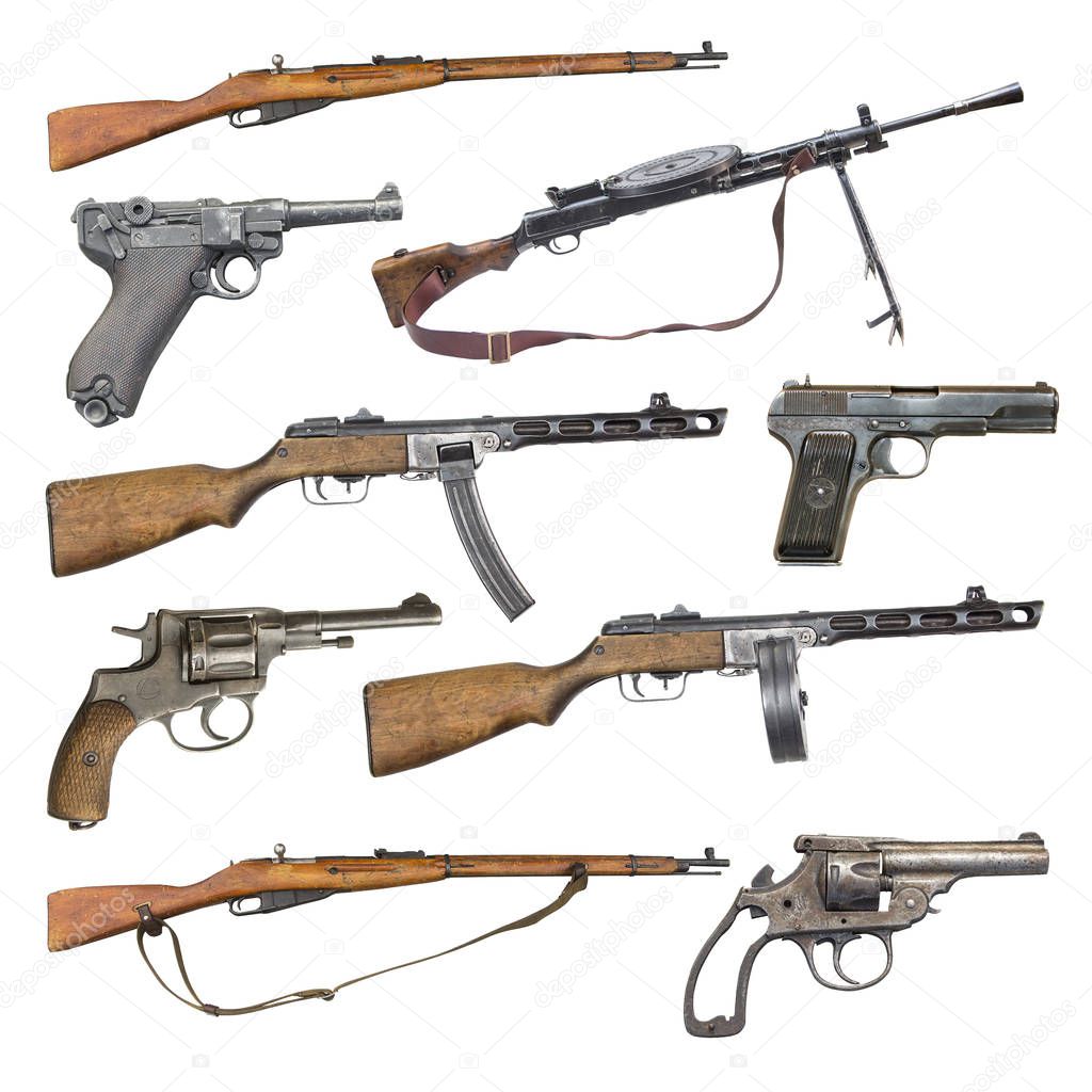 set of antique firearms weapons