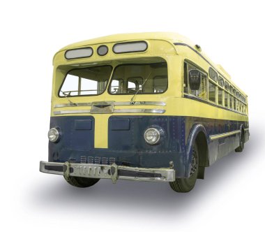 vintage yellow bus isolated on white clipart