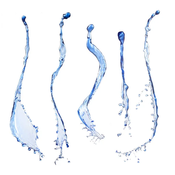 Modrá voda stříkající izolované — Stock fotografie