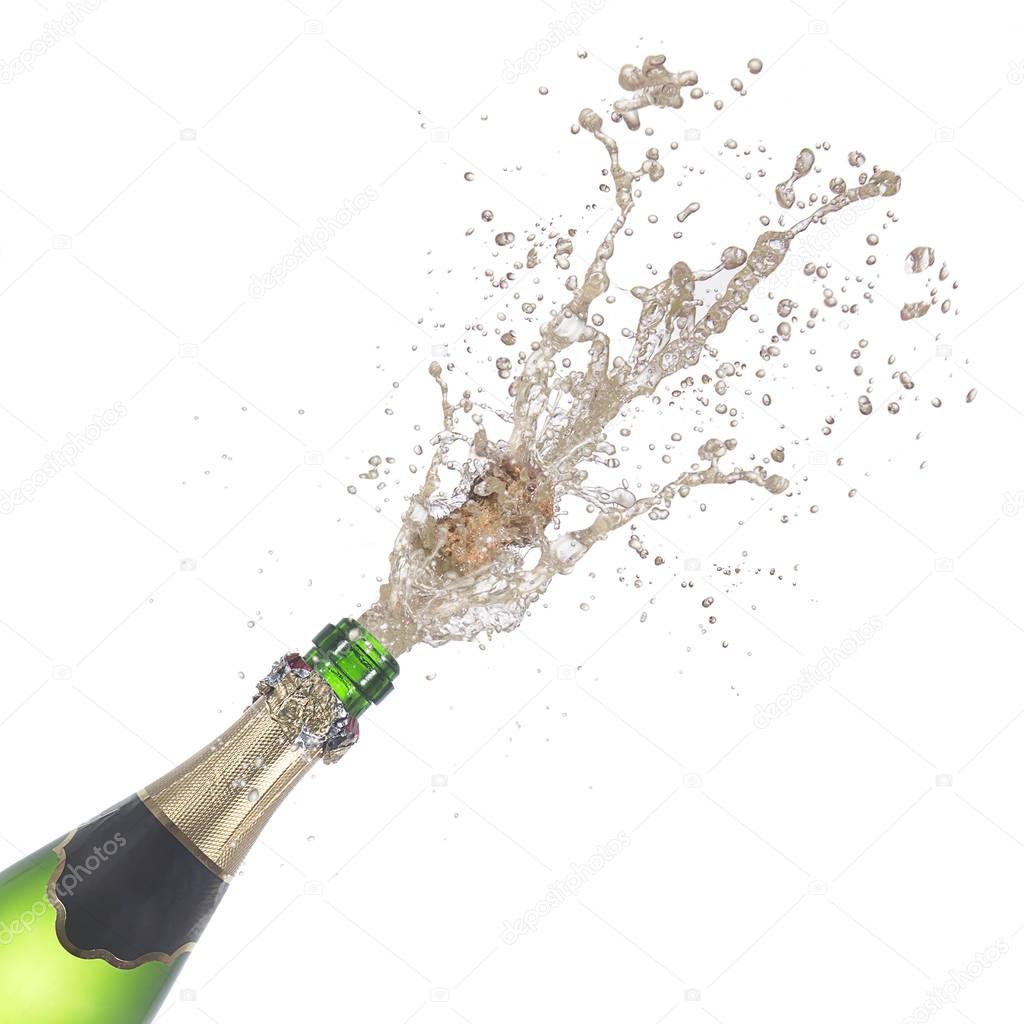 bottle of champagne popping its cork 