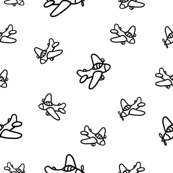 Airplane seamless pattern vector. Isolated white background in cartoon style. Can be used for nursery wallpapers or wrapping paper. — Stock Vector