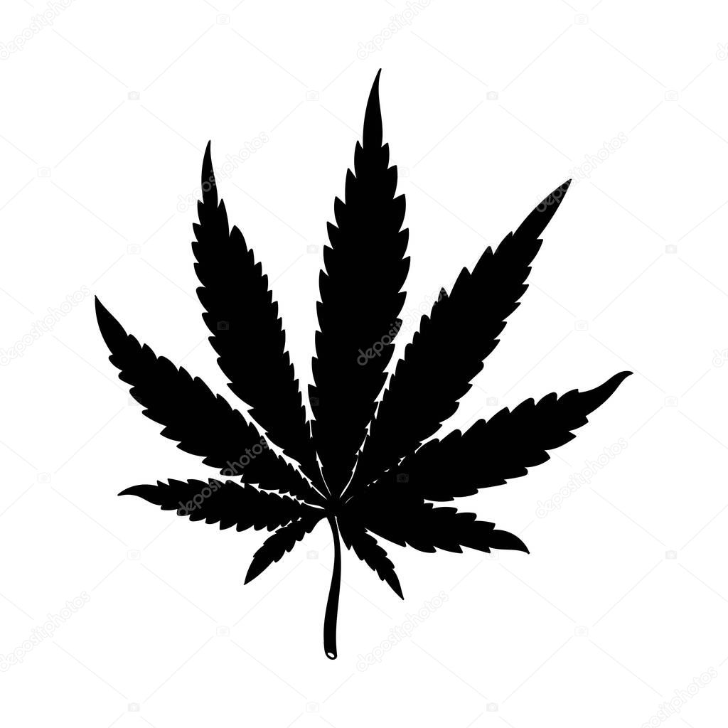 Cannabis marijuana leaf or hemp pot flat vector icon for apps and websites