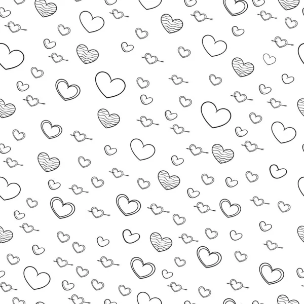 Seamless patterns with black hearts. Seamless background with hearts. Valentines Day. Gift wrap, print, cloth, cute background for a card. — Stock Vector
