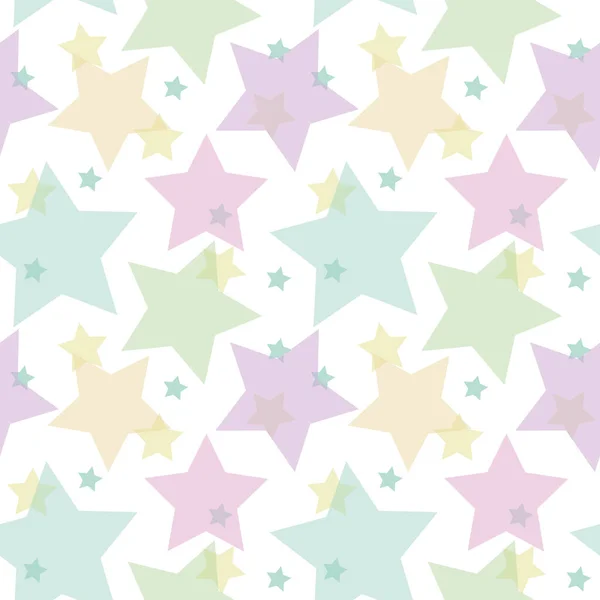 パステルカラーの多色星のシームレスなベクトルパターン 包装紙 ナプキン 壁紙のための — ストックベクタ