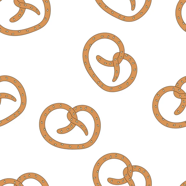 Bretzel Motif Sans Couture Vecteur Cookie Snack Pain Isolé Fond — Image vectorielle