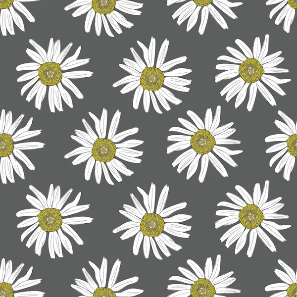 Vector Seamless Pattern Romomiles Gray Background Vintage Style Textile — стоковый вектор