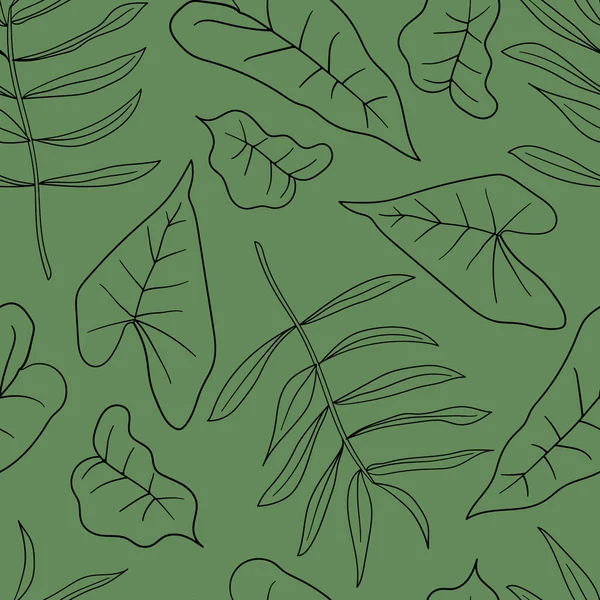 Feuilles Palmier Tropicales Dessinées Main Feuilles Jungle Motif Floral Vectoriel — Image vectorielle
