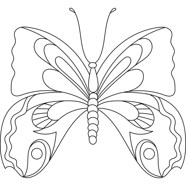 Dekorativer Schmetterling isoliert auf weißem Hintergrund. Vektorillustration. zum Färben — Stockvektor