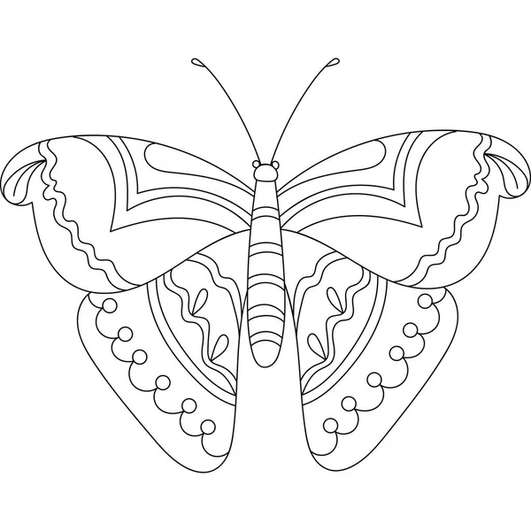 Mariposa decorativa aislada sobre fondo blanco. ilustración vectorial. para colorear — Archivo Imágenes Vectoriales