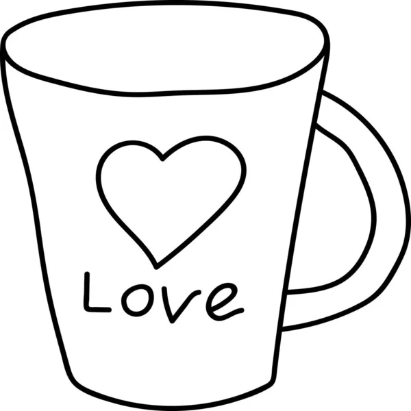 Taza de café dibujado a mano esbozo garabato icono con un corazón. taza de ilustración de boceto vectorial de café para imprimir, web, móvil e infografías aisladas sobre fondo blanco — Archivo Imágenes Vectoriales