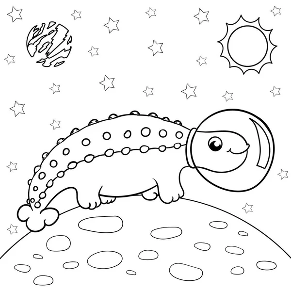 Vector Illustratie Van Dinosaurus Astronaut Ruimte Ankylosaurus Kleurboek Voor Kinderen — Stockvector