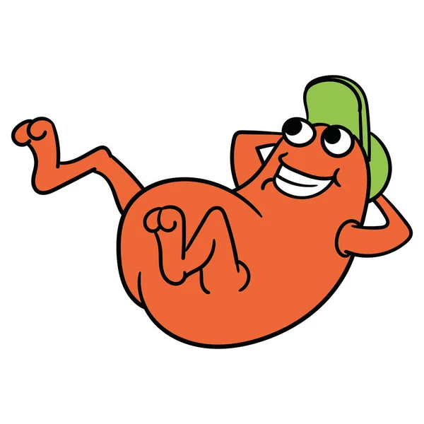 Mignon Drôle Orange Alien Dans Chapeau Vert Repose Image Vectorielle — Image vectorielle