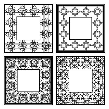 Vintage süs seti çerçeveler. Şablonları ile süslü tasarlamak için tasarım bir tebrik kartı, düğün davetiyesi, doğum günü