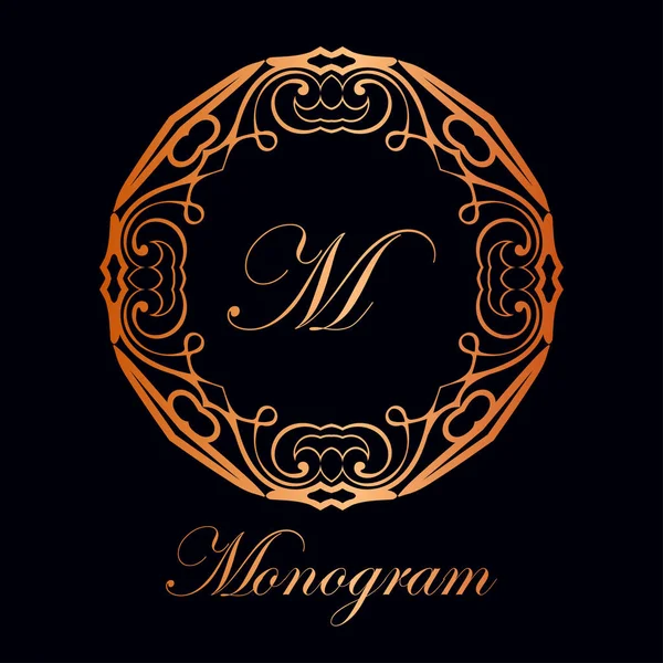 Vintage ornamental monogram — Stock Vector