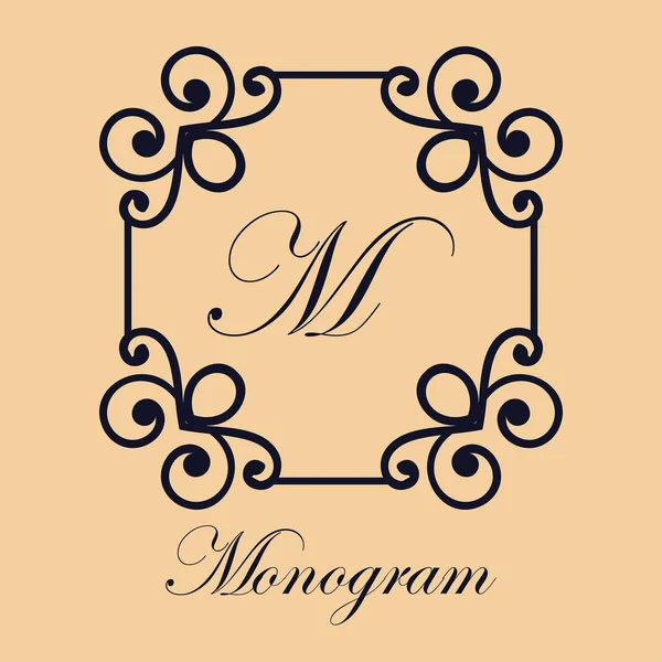 Vintage ornamental monogram — Stock Vector