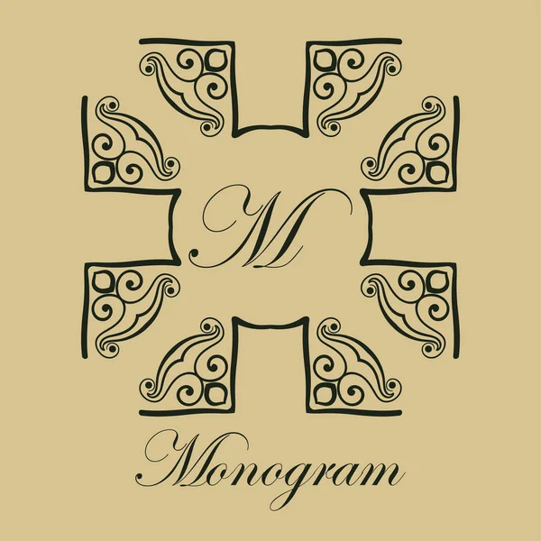 Винтажная декоративная монограмма — стоковый вектор
