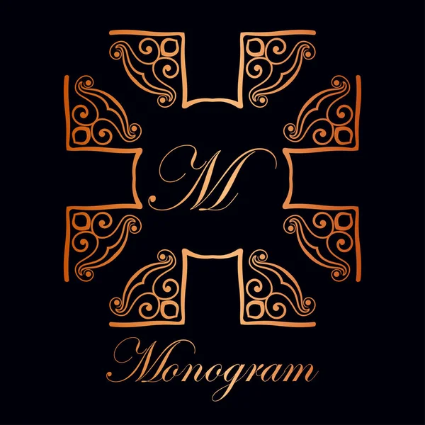 Monograma ornamental vintage — Vetor de Stock