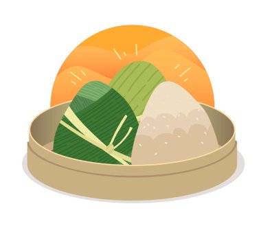 Zongzi Asya gıda plaka vektör