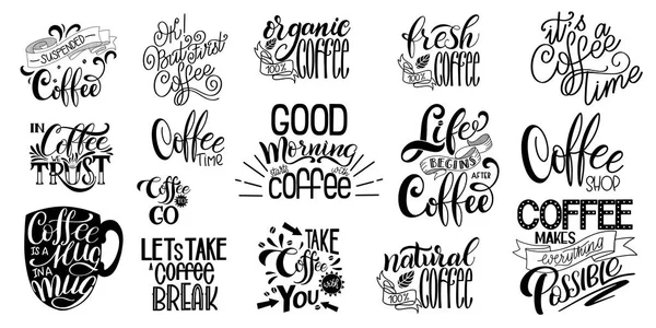 Lettering Sets of Coffee Quotes — Stock Vector