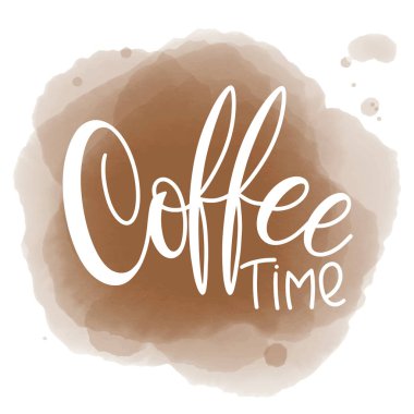 Kahve Saati yazı. Kaligrafi çizilmiş işaret. Kahve alıntı.