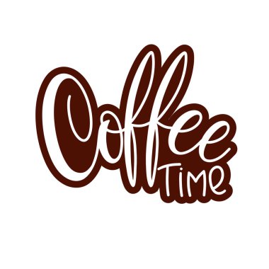 Kahve Saati yazı. Kaligrafi çizilmiş işaret. Kahve alıntı.