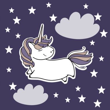 Tek boynuzlu at tatlı vektör çizim