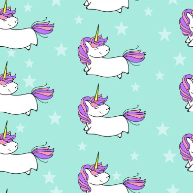 Tek boynuzlu at tatlı vektör çizim