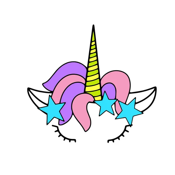 Tek boynuzlu at tatlı vektör çizim