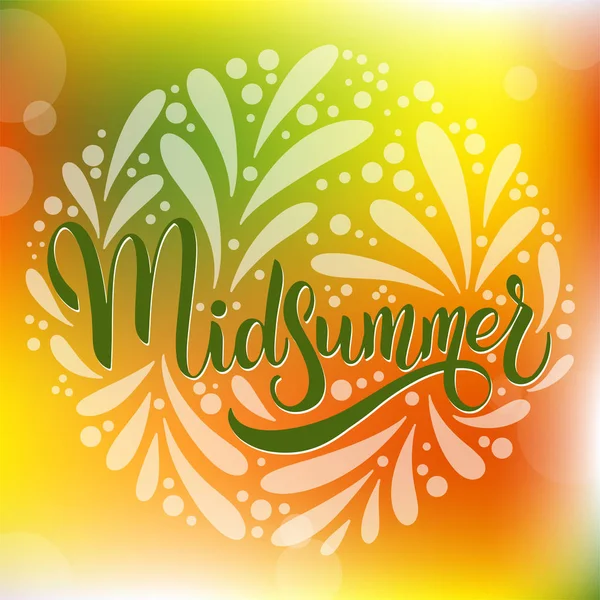 Midsummer hand drawn ettering — Stock Vector