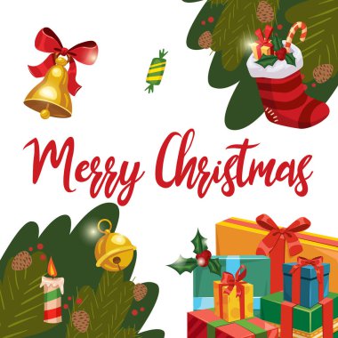 Beyaz arka plan üzerinde izole Noel simgelerin vektör illüstrasyon tasarımı