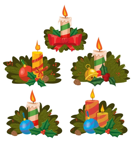 Diseño Ilustración Vectorial Icono Navidad Con Velas Aisladas Sobre Fondo — Vector de stock