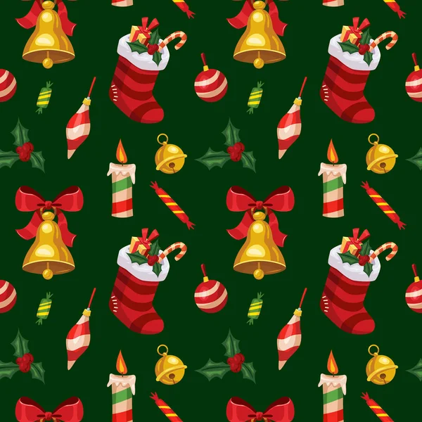 緑の背景のクリスマス アイコンのベクター イラスト デザイン — ストックベクタ