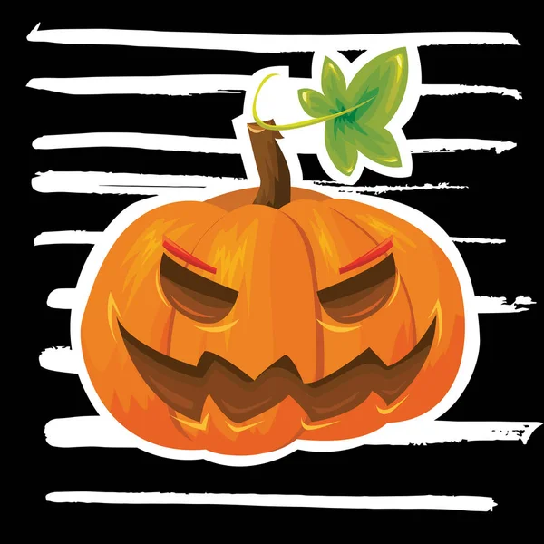 Ijesztő Halloween Ikon Narancssárga Sütőtök Csíkos Háttér Vektor Illusztráció Tervezése — Stock Vector