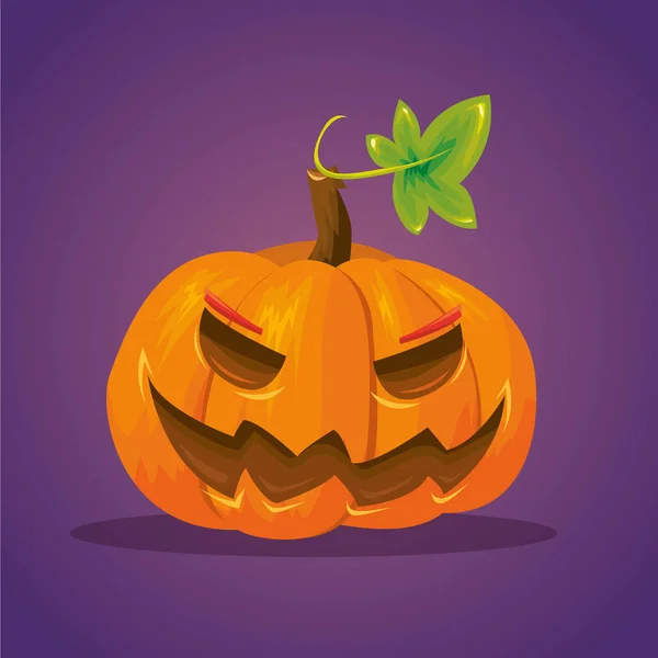 Illustration Vectorielle Conception Effrayant Icône Halloween Avec Citrouille Orange Sur — Image vectorielle