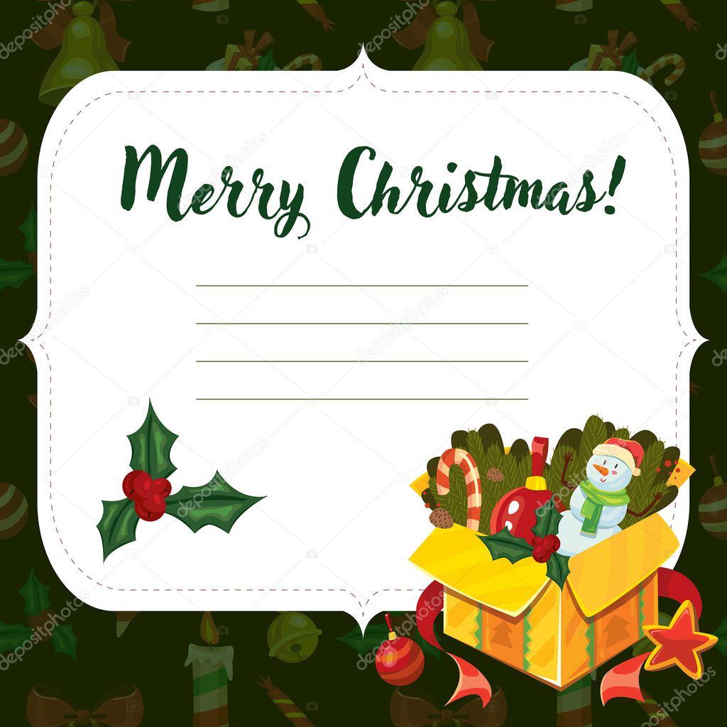 vector illustration design of merry Christmas card on background  