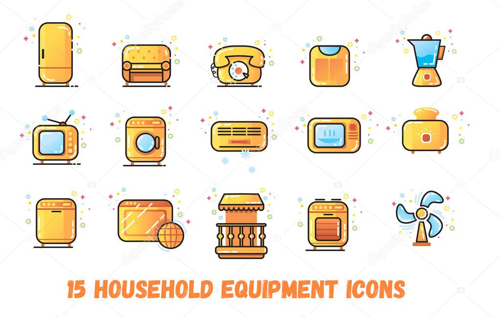 vector illustration design of creative household icons isolated on white background