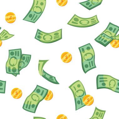 vektör çizim tasarım karikatür para simgesi Dikişsiz desen arka plan