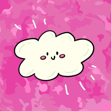 vektör çizim tasarımı pembe bir arka plan üzerinde sevimli çizgi bulut simgesinin  
