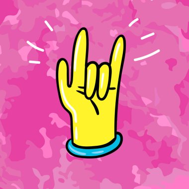 sevimli çizgi insan el el simgesi pembe bir arka plan üzerinde vektör çizim tasarımı  