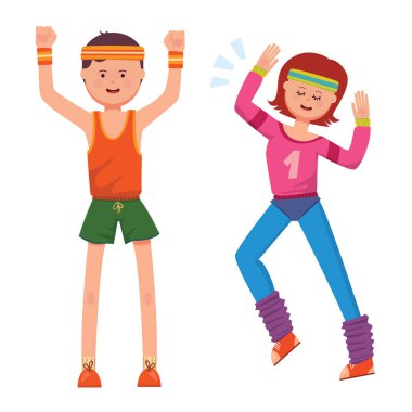 Beyaz arka plan üzerinde izole karikatür spor kadın ve adam idolü tasarımını illüstrasyon vektör