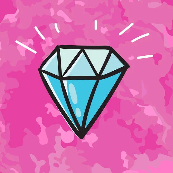 Vektor Illustration Utformningen Mode Cartoon Diamantikonen Rosa Bakgrund — Stock vektor