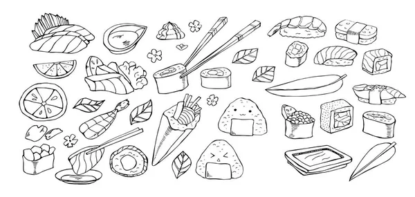 Vektorové Ilustrace Design Cartoon Sushi Vzor Bezešvé Pozadí — Stockový vektor
