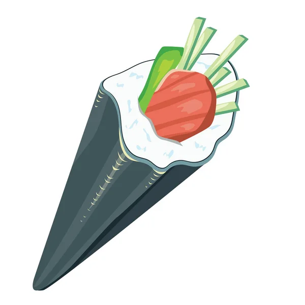 Illustration Vectorielle Dessin Animé Sushi Isolé Sur Fond Blanc — Image vectorielle