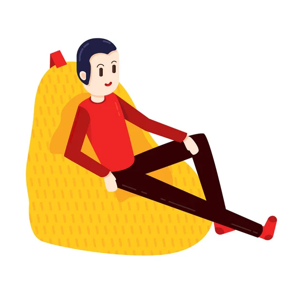 Vector Illustration Design Male Red Sweater Sitting Yellow Chair — Stock Vector