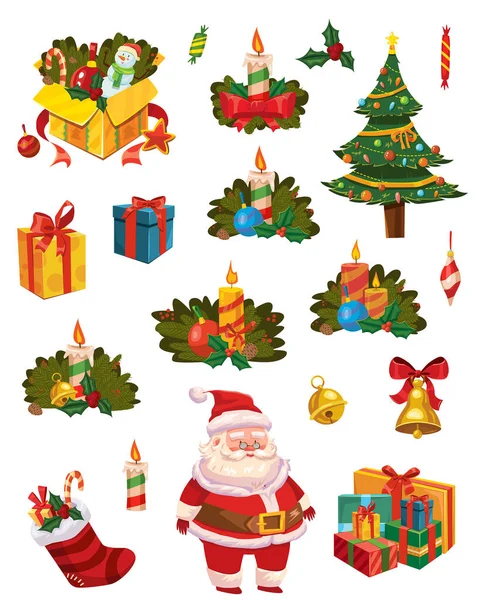 Vector Illustration Design Christmas Icons Isolated White Background — Stock Vector