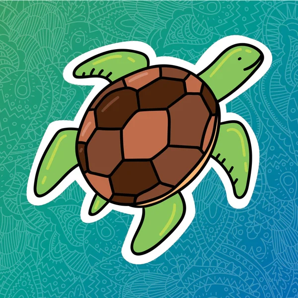 Barevné Ilustrace Dětské Nálepky Pro Tisk Vektor Turtle Nálepka — Stockový vektor