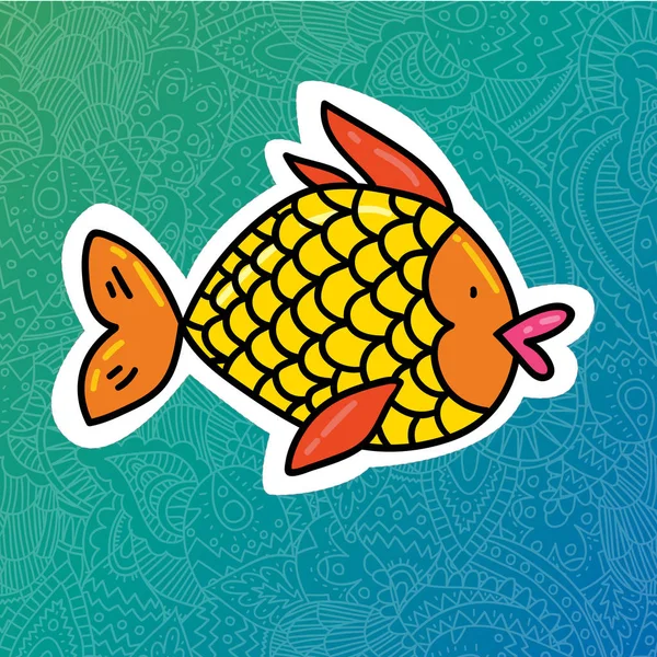 Kleurrijke Illustratie Van Kinderachtig Sticker Drukken Vector Vis Sticker — Stockvector